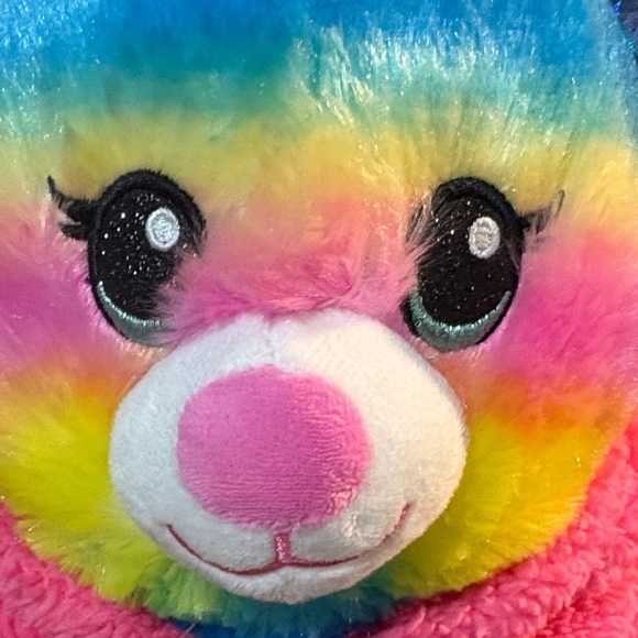 Build a bear Rainbow Plush Bear with Pink Heart Hoodie - Picture 2 of 7